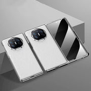 For Huawei Mate X3 Integrated Plating PC Leather Texture Full Coverage Fold Shockproof Phone Case(White)