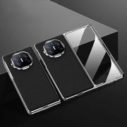 For Huawei Mate X3 Integrated Plating PC Leather Texture Full Coverage Fold Shockproof Phone Case(Black)