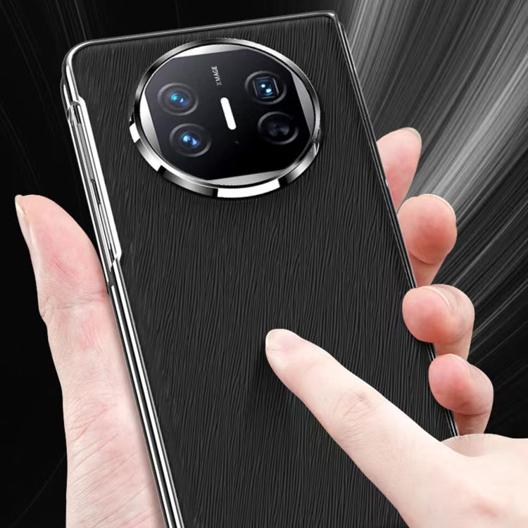 For Huawei Mate X3 Integrated Plating PC Leather Texture Full Coverage Fold Shockproof Phone Case(Black)