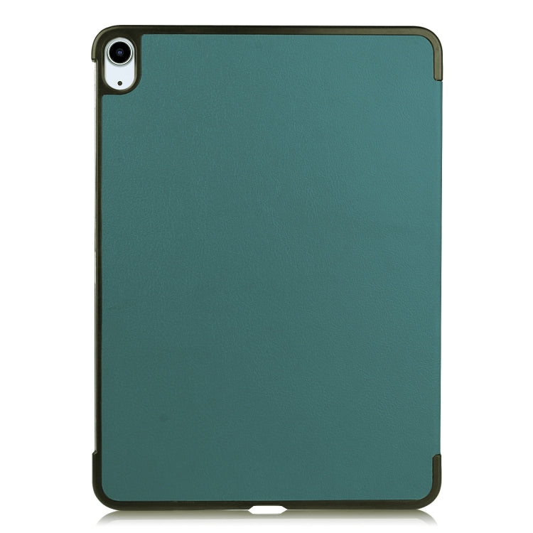 For iPad Air 13 2024 / 2025 Custer Pure Color 3-Fold Holder Smart Leather Tablet Case(Dark Green)