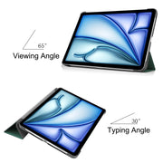 For iPad Air 13 2024 / 2025 Custer Pure Color 3-Fold Holder Smart Leather Tablet Case(Dark Green)