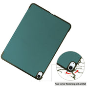 For iPad Air 13 2024 / 2025 Custer Pure Color 3-Fold Holder Smart Leather Tablet Case(Dark Green)
