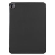 For iPad Pro 13 2024 Custer Pure Color 3-Fold Holder Smart Leather Tablet Case(Black)