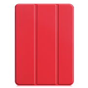 For iPad Pro 13 2024 Custer Pure Color 3-Fold Holder Smart Leather Tablet Case(Red)