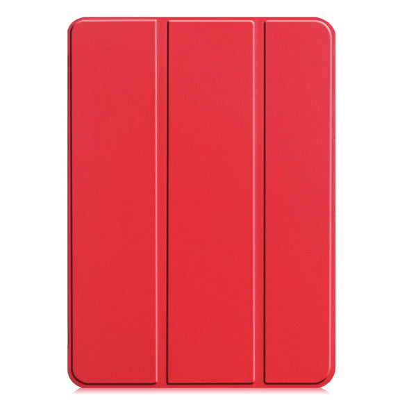For iPad Pro 13 2024 Custer Pure Color 3-Fold Holder Smart Leather Tablet Case(Red)