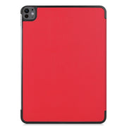 For iPad Pro 13 2024 Custer Pure Color 3-Fold Holder Smart Leather Tablet Case(Red)