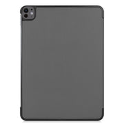 For iPad Pro 13 2024 Custer Pure Color 3-Fold Holder Smart Leather Tablet Case(Grey)