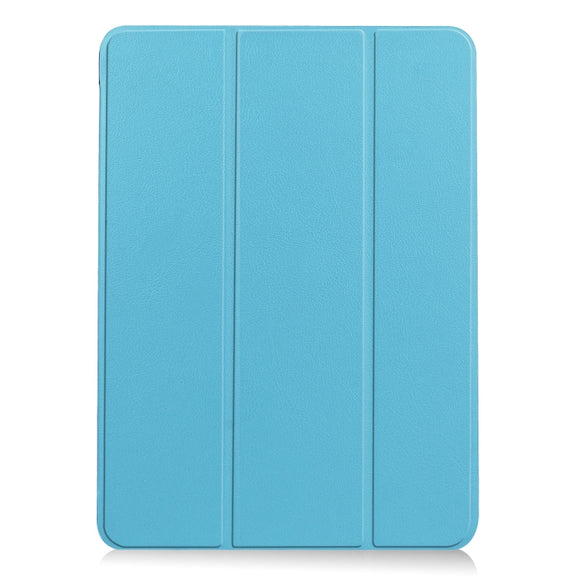 For iPad Air 11 2025 / 2024 Custer Pure Color 3-Fold Holder Smart Leather Tablet Case(Sky Blue)