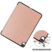 For iPad Air 11 2024 Custer Pure Color 3-Fold Holder Smart Leather Tablet Case(Rose Gold)