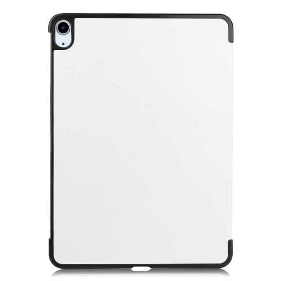 For iPad Air 11 2025 / 2024 Custer Pure Color 3-Fold Holder Smart Leather Tablet Case(White)