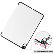 For iPad Air 11 2025 / 2024 Custer Pure Color 3-Fold Holder Smart Leather Tablet Case(White)