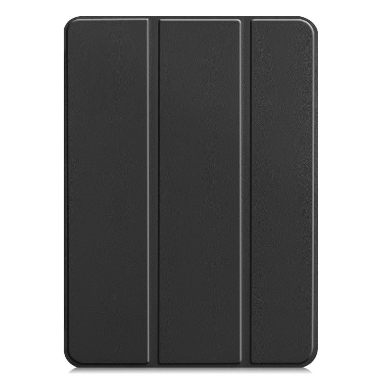 For iPad Pro 11 2024 Custer Pure Color 3-Fold Holder Smart Leather Tablet Case(Black)