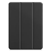 For iPad Pro 11 2024 Custer Pure Color 3-Fold Holder Smart Leather Tablet Case(Black)