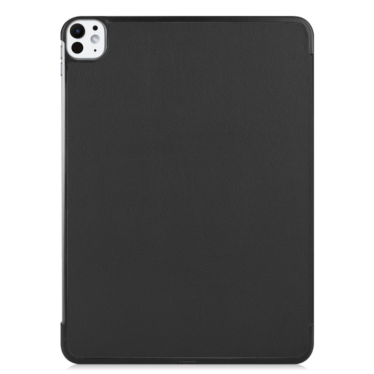 For iPad Pro 11 2024 Custer Pure Color 3-Fold Holder Smart Leather Tablet Case(Black)