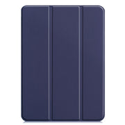 For iPad Pro 11 2024 Custer Pure Color 3-Fold Holder Smart Leather Tablet Case(Blue)