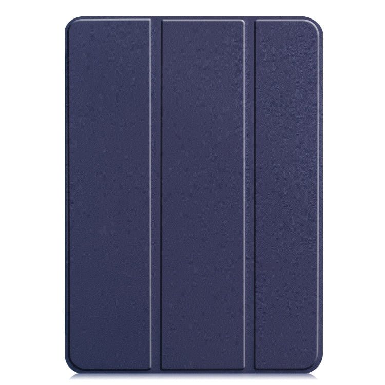 For iPad Pro 11 2024 Custer Pure Color 3-Fold Holder Smart Leather Tablet Case(Blue)