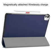 For iPad Pro 11 2024 Custer Pure Color 3-Fold Holder Smart Leather Tablet Case(Blue)