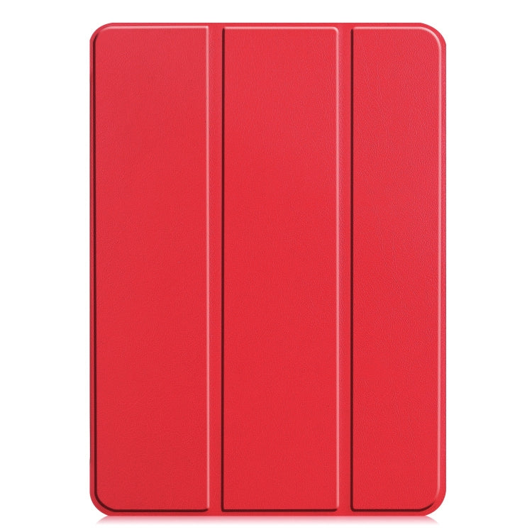 For iPad Pro 11 2024 Custer Pure Color 3-Fold Holder Smart Leather Tablet Case(Red)
