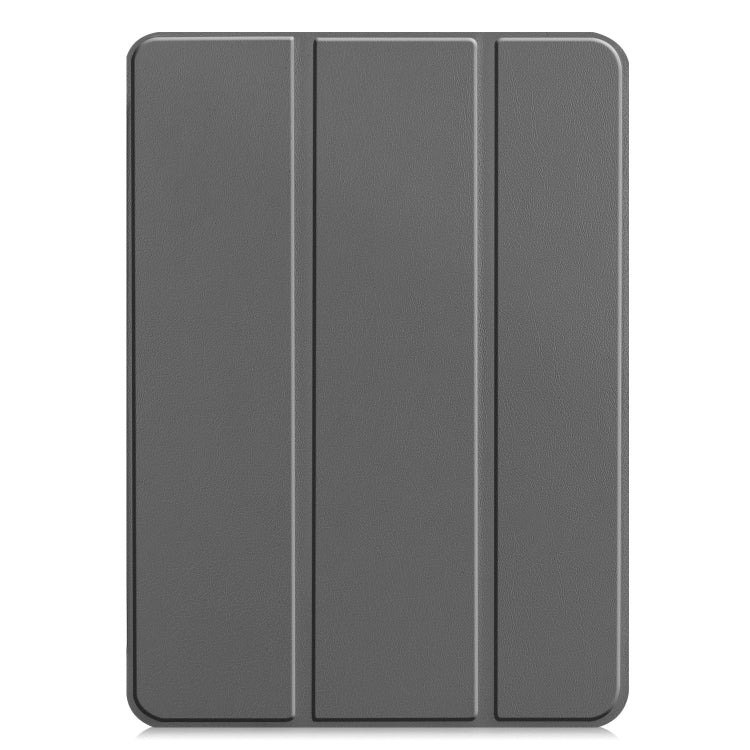 For iPad Pro 11 2024 Custer Pure Color 3-Fold Holder Smart Leather Tablet Case(Gray)