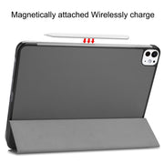 For iPad Pro 11 2024 Custer Pure Color 3-Fold Holder Smart Leather Tablet Case(Gray)
