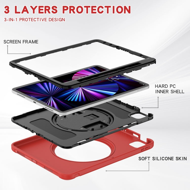 For iPad Pro 11 2024 Spider Wheel Silicone Hybrid PC Tablet Case(Red)