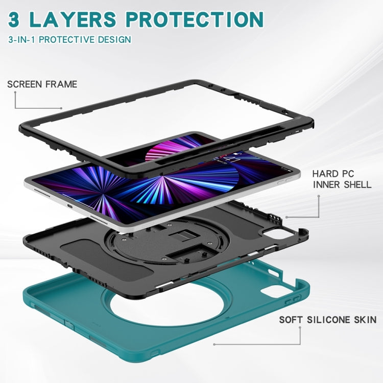 For iPad Pro 11 2024 Spider Wheel Silicone Hybrid PC Tablet Case(Blue)