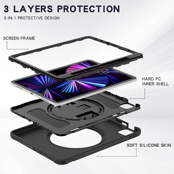 For iPad Air 11 2024 Spider Wheel Silicone Hybrid PC Tablet Case(Black)