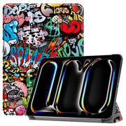 For iPad Pro 13 2024 Custer Painted 3-Fold Holder Smart Leather Tablet Case(Graffiti)