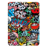 For iPad Pro 13 2024 Custer Painted 3-Fold Holder Smart Leather Tablet Case(Graffiti)
