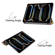 For iPad Pro 13 2024 Custer Painted 3-Fold Holder Smart Leather Tablet Case(Graffiti)