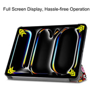 For iPad Pro 13 2024 Custer Painted 3-Fold Holder Smart Leather Tablet Case(Graffiti)