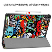For iPad Pro 13 2024 Custer Painted 3-Fold Holder Smart Leather Tablet Case(Graffiti)