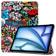For iPad Air 13 2024 Custer Painted 3-Fold Holder Smart Leather Tablet Case(Graffiti)