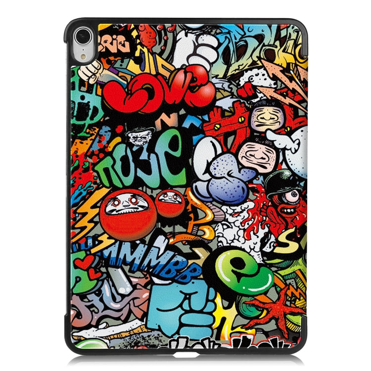 For iPad Air 13 2024 Custer Painted 3-Fold Holder Smart Leather Tablet Case(Graffiti)
