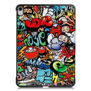 For iPad Air 13 2024 Custer Painted 3-Fold Holder Smart Leather Tablet Case(Graffiti)