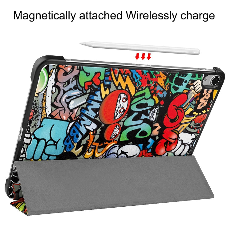 For iPad Air 13 2024 Custer Painted 3-Fold Holder Smart Leather Tablet Case(Graffiti)