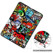 For iPad Air 13 2024 Custer Painted 3-Fold Holder Smart Leather Tablet Case(Graffiti)