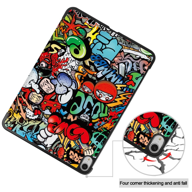 For iPad Air 13 2024 Custer Painted 3-Fold Holder Smart Leather Tablet Case(Graffiti)