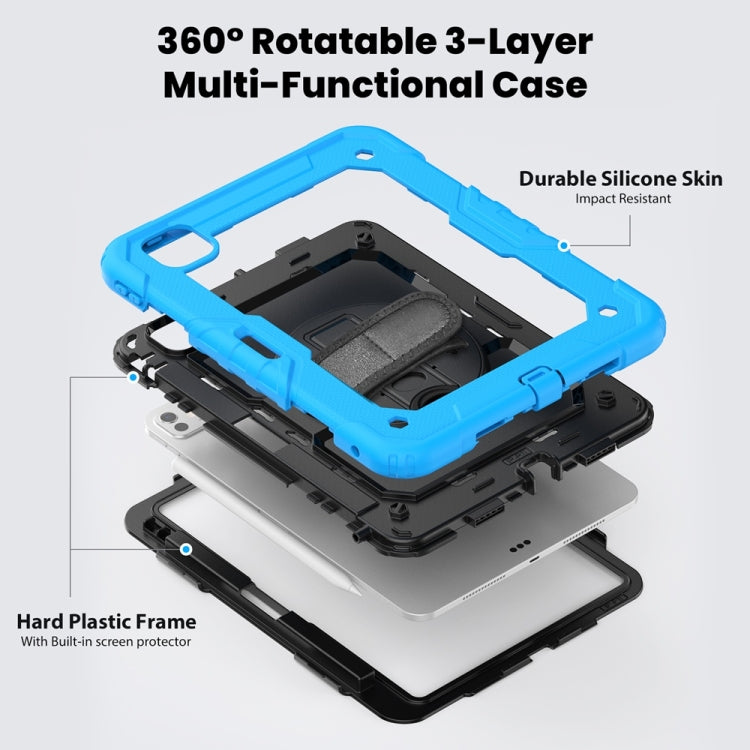 For iPad Pro 11 2024 Silicone Hybrid PC Tablet Protective Case(Black+Light Blue)