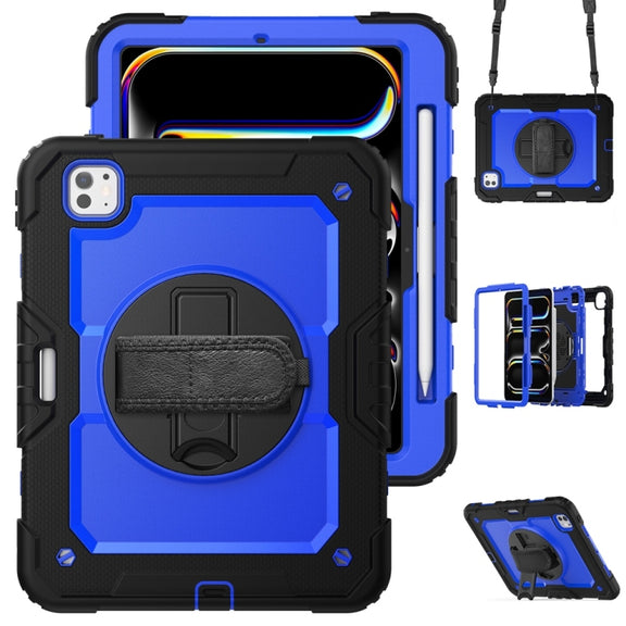 For iPad Pro 11 2024 Silicone Hybrid PC Tablet Protective Case(Dark Blue+Black)