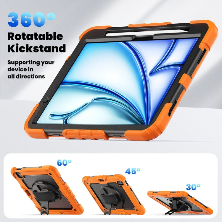 For iPad Air 11 2024 / Air 11 2025 Silicone Hybrid PC Tablet Protective Case(Orange+Black)