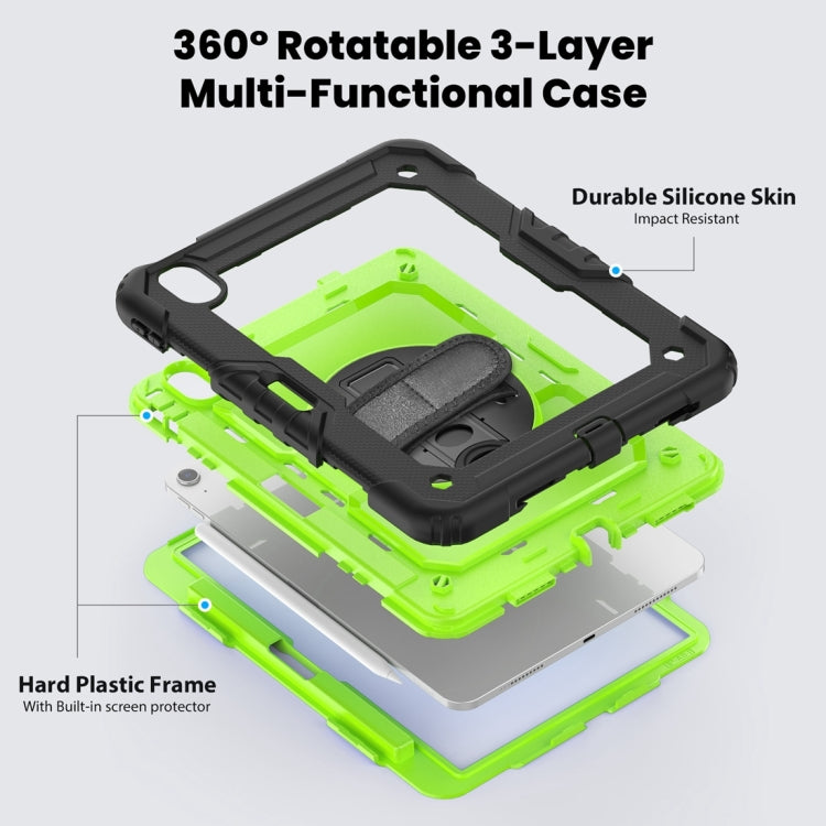 For iPad Air 11 2024 Silicone + PC Tablet Protective Case(Yellow Green+Black)