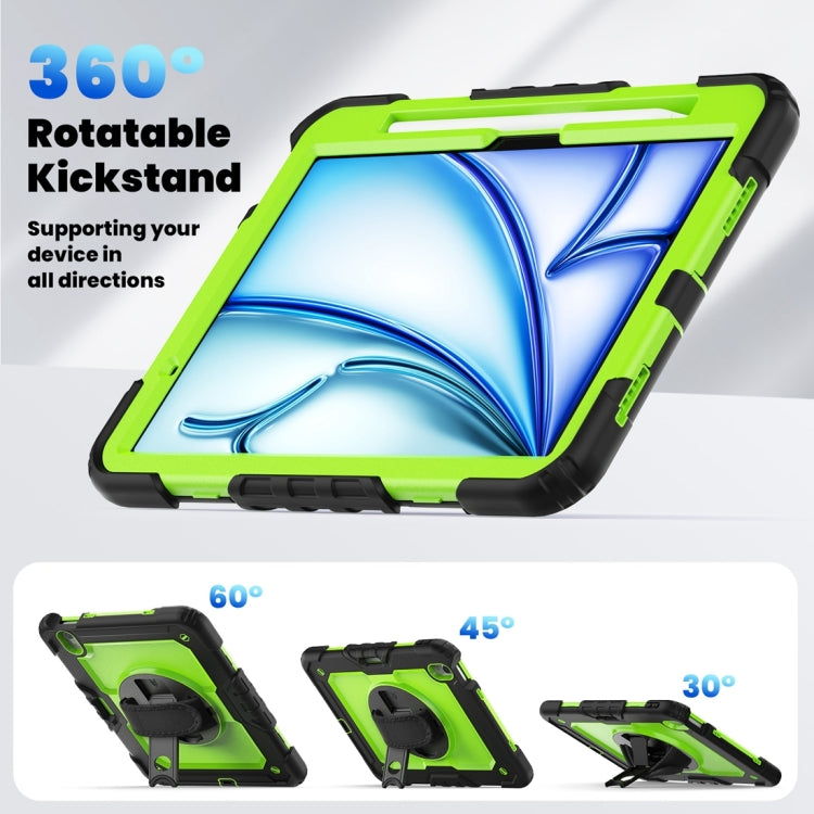 For iPad Air 11 2024 Silicone + PC Tablet Protective Case(Yellow Green+Black)