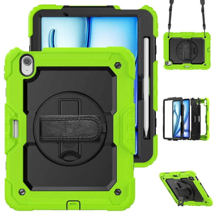 For iPad Air 11 2024 / Air 11 2025 Silicone Hybrid PC Tablet Protective Case(Black+Yellow Green)