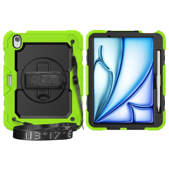 For iPad Air 11 2024 / Air 11 2025 Silicone Hybrid PC Tablet Protective Case(Black+Yellow Green)