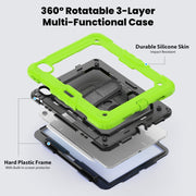For iPad Air 11 2024 / Air 11 2025 Silicone Hybrid PC Tablet Protective Case(Black+Yellow Green)