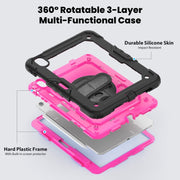 For iPad Air 11 2024 Silicone + PC Tablet Protective Case(Rose Red+Black)