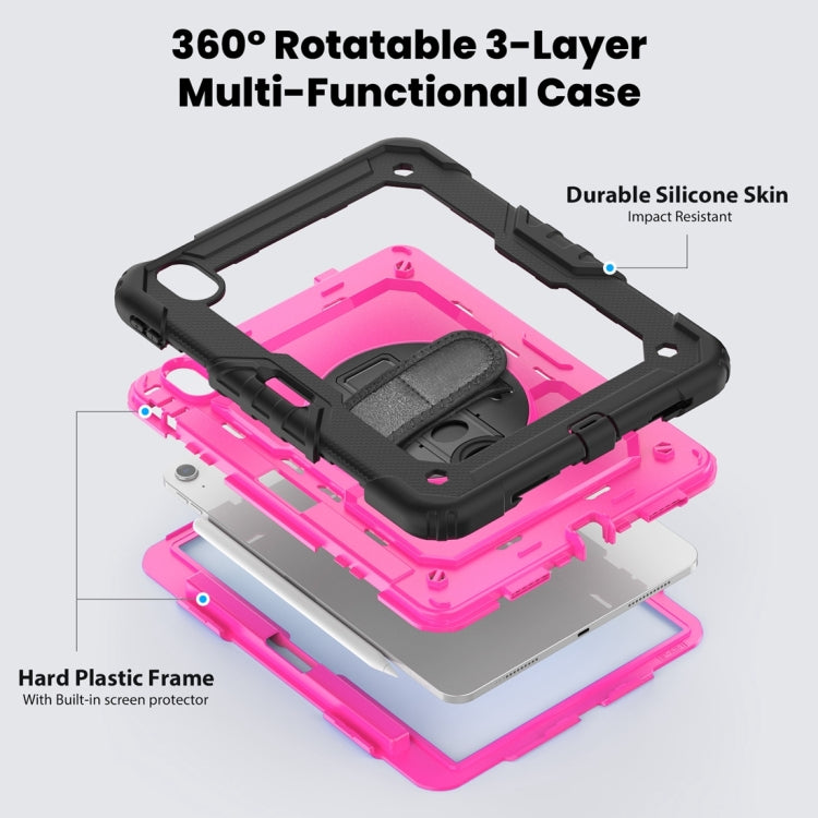 For iPad Air 11 2024 Silicone + PC Tablet Protective Case(Rose Red+Black)