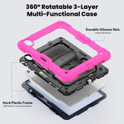 For iPad Air 11 2024 Silicone + PC Tablet Protective Case(Black+Rose Red)