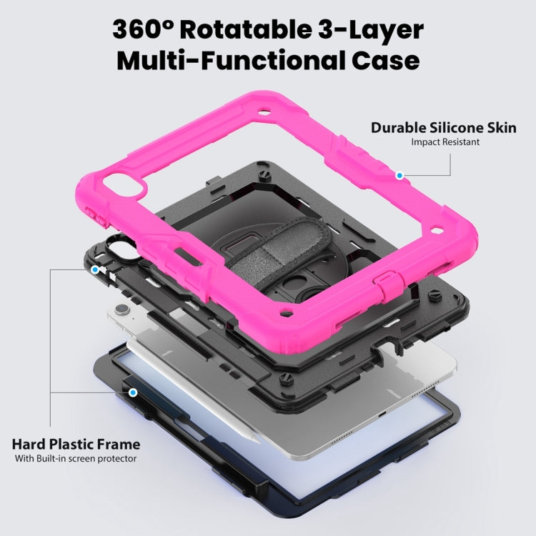 For iPad Air 11 2024 Silicone + PC Tablet Protective Case(Black+Rose Red)